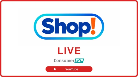 Shop! with LIVE below the logo, ConsumerEXP branding and a red YouTube play label
